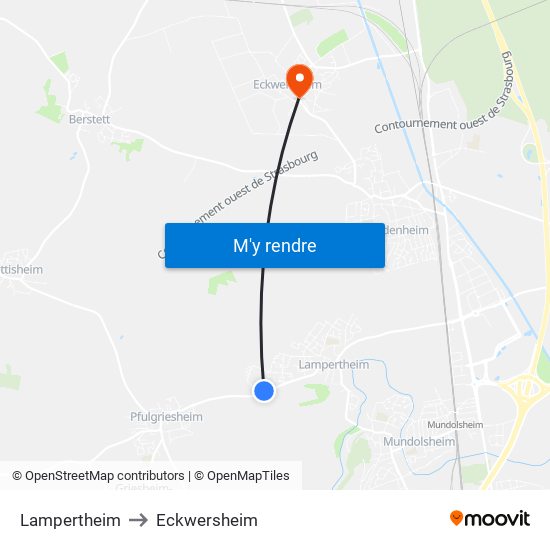 Lampertheim to Eckwersheim map