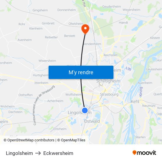 Lingolsheim to Eckwersheim map