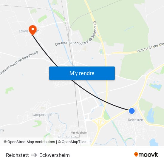 Reichstett to Eckwersheim map