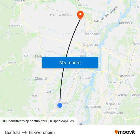 Benfeld to Eckwersheim map