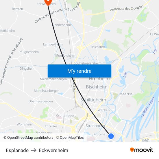 Esplanade to Eckwersheim map