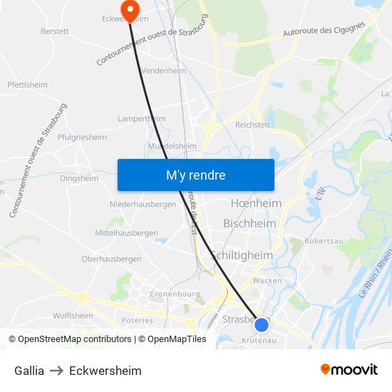 Gallia to Eckwersheim map