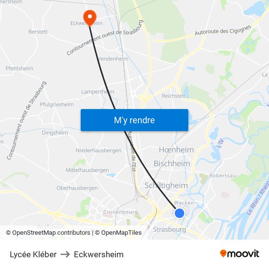 Lycée Kléber to Eckwersheim map