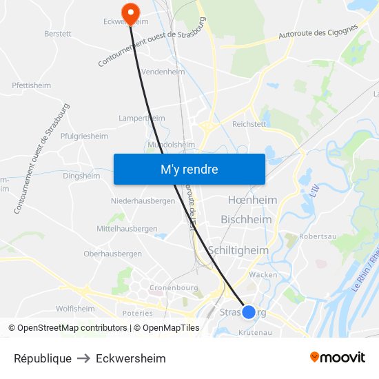 République to Eckwersheim map