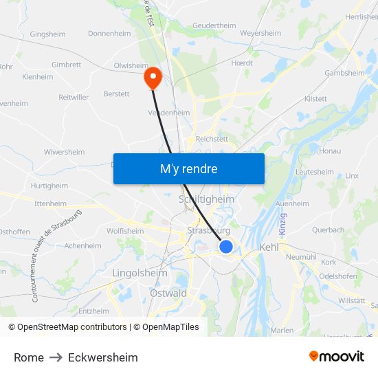 Rome to Eckwersheim map