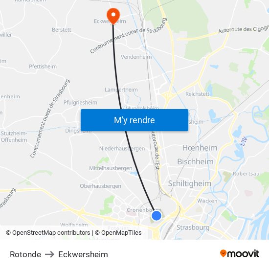 Rotonde to Eckwersheim map
