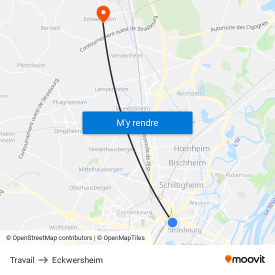 Travail to Eckwersheim map