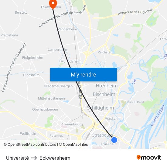 Université to Eckwersheim map