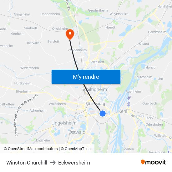 Winston Churchill to Eckwersheim map