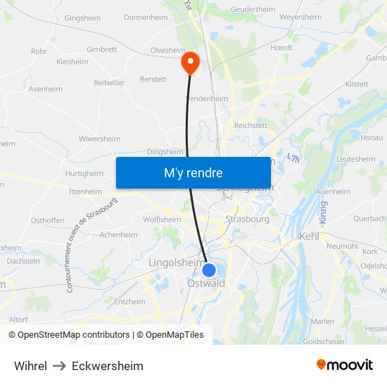 Wihrel to Eckwersheim map