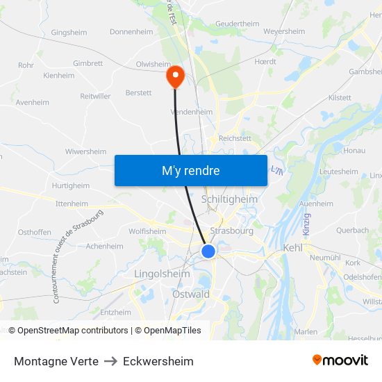 Montagne Verte to Eckwersheim map