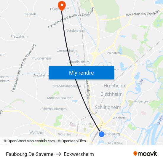 Faubourg De Saverne to Eckwersheim map