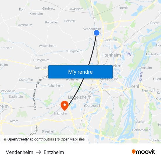 Vendenheim to Entzheim map