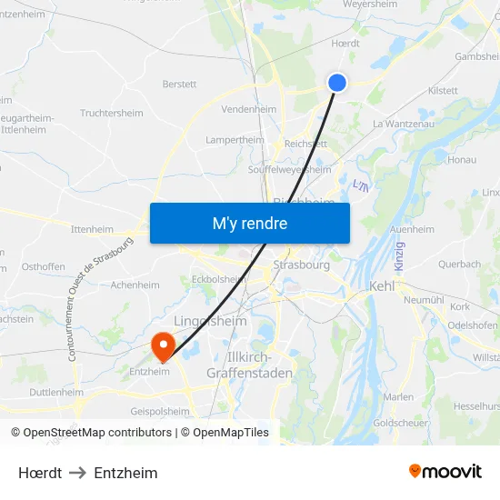 Hœrdt to Entzheim map