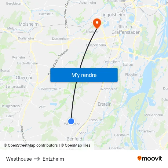 Westhouse to Entzheim map