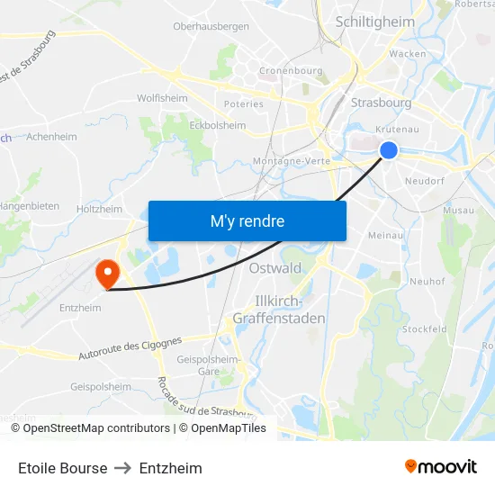 Etoile Bourse to Entzheim map