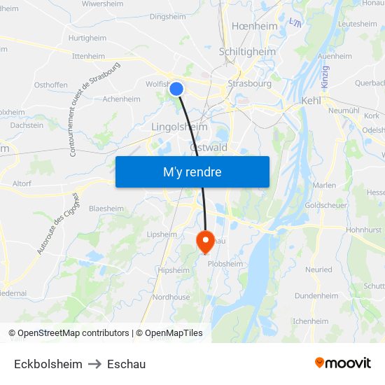 Eckbolsheim to Eschau map