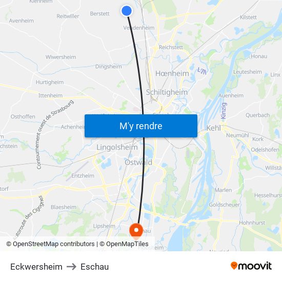 Eckwersheim to Eschau map