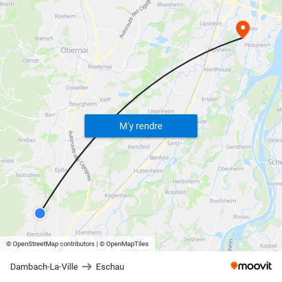 Dambach-La-Ville to Eschau map