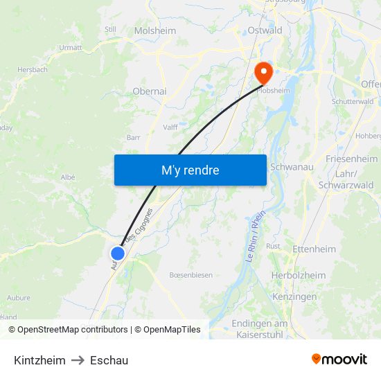 Kintzheim to Eschau map