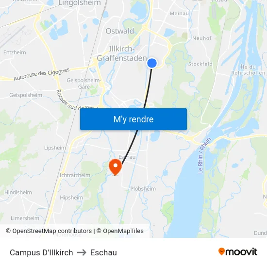 Campus D'Illkirch to Eschau map
