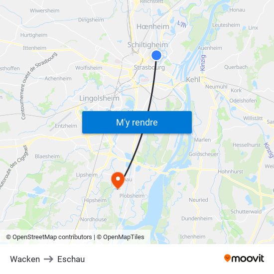 Wacken to Eschau map