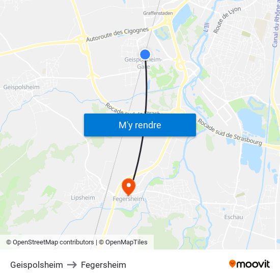 Geispolsheim to Fegersheim map