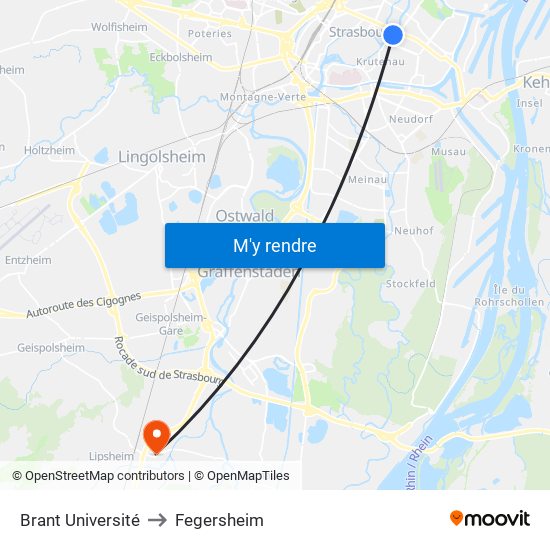 Brant Université to Fegersheim map