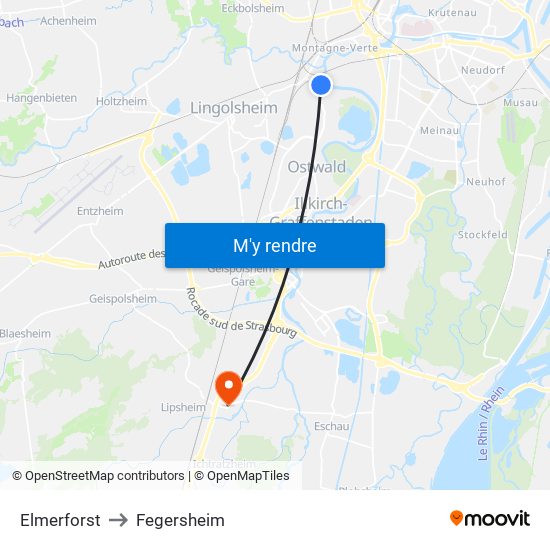 Elmerforst to Fegersheim map