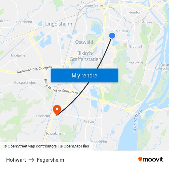 Hohwart to Fegersheim map