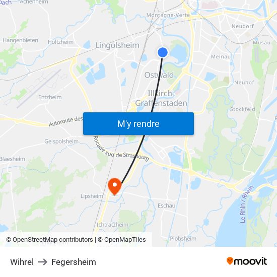 Wihrel to Fegersheim map