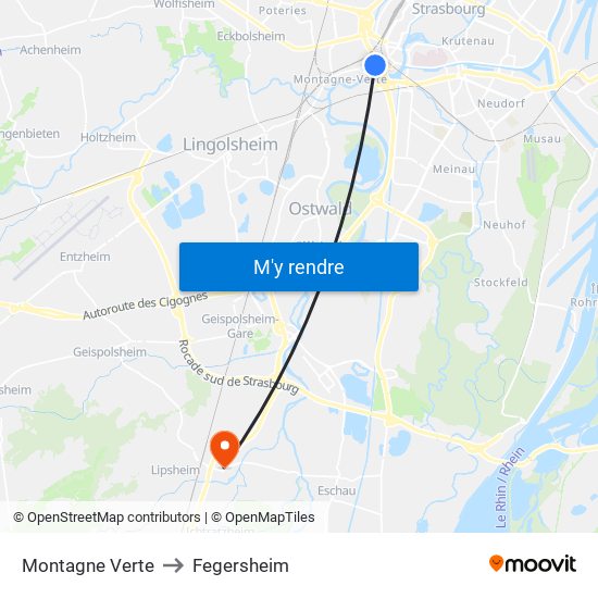 Montagne Verte to Fegersheim map