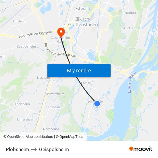 Plobsheim to Geispolsheim map