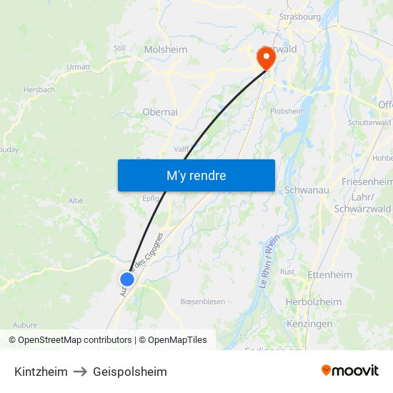 Kintzheim to Geispolsheim map