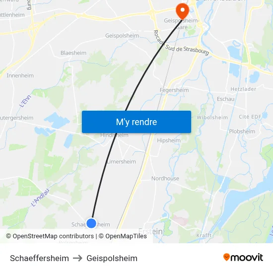 Schaeffersheim to Geispolsheim map