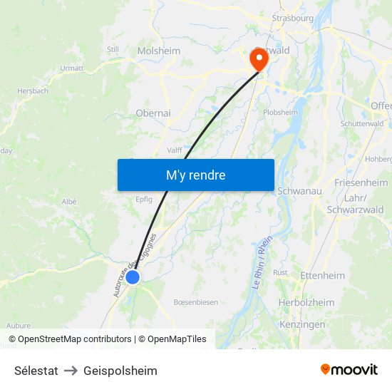 Sélestat to Geispolsheim map