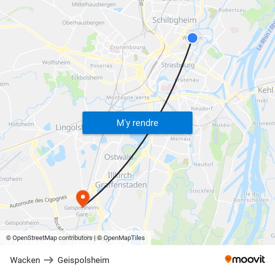 Wacken to Geispolsheim map