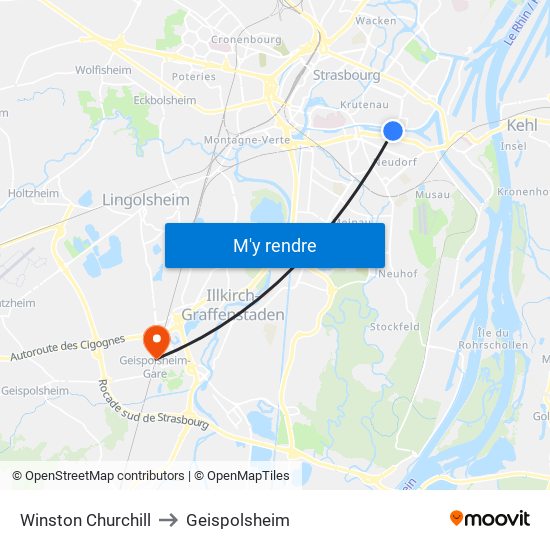 Winston Churchill to Geispolsheim map