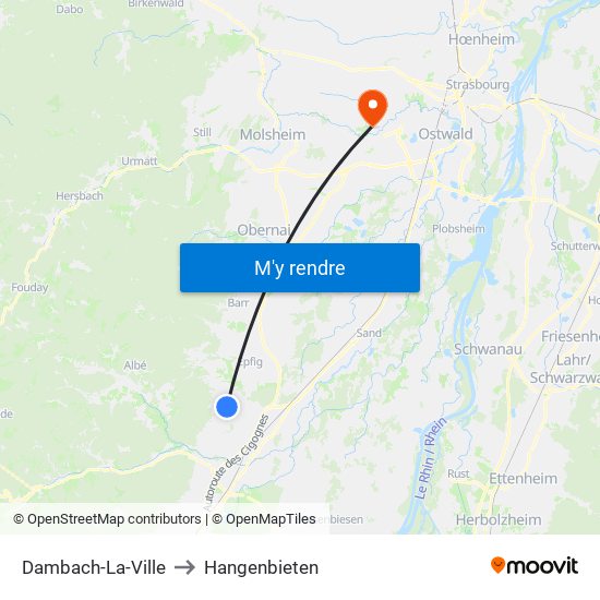 Dambach-La-Ville to Hangenbieten map