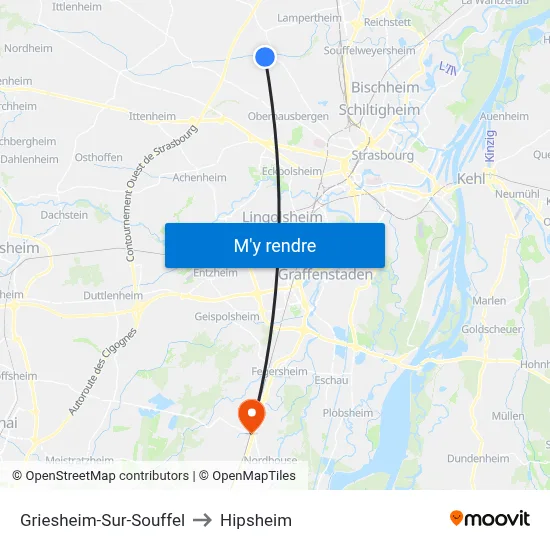 Griesheim-Sur-Souffel to Hipsheim map
