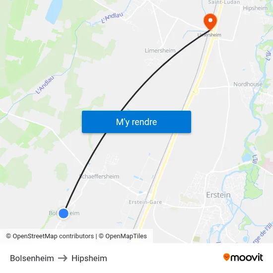 Bolsenheim to Hipsheim map