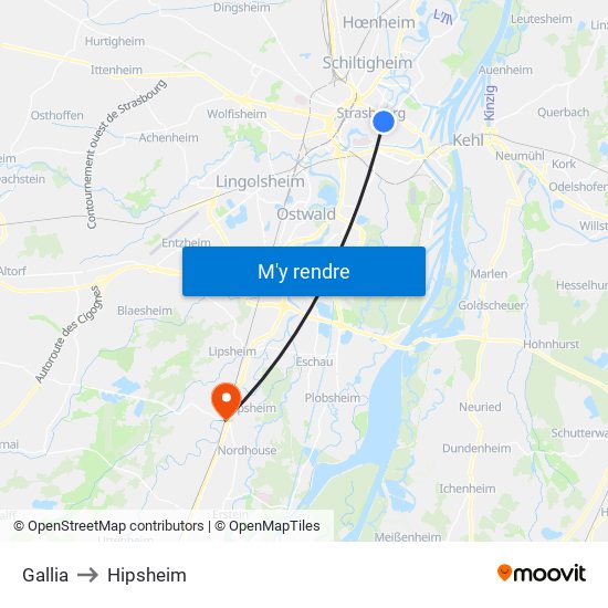 Gallia to Hipsheim map