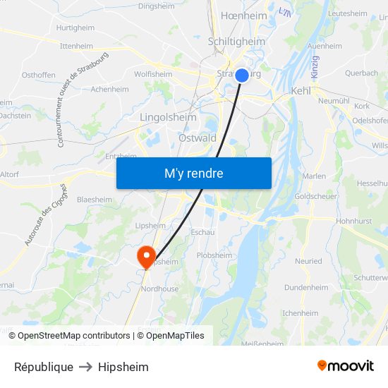 République to Hipsheim map