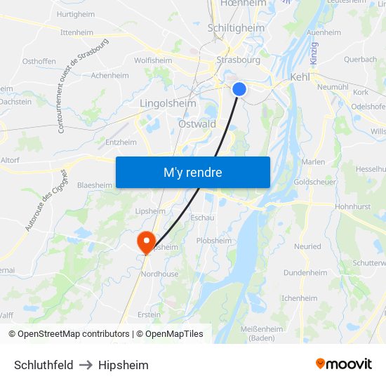 Schluthfeld to Hipsheim map