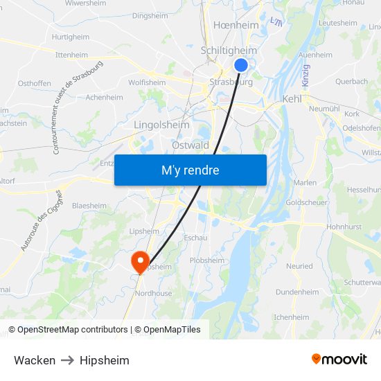 Wacken to Hipsheim map