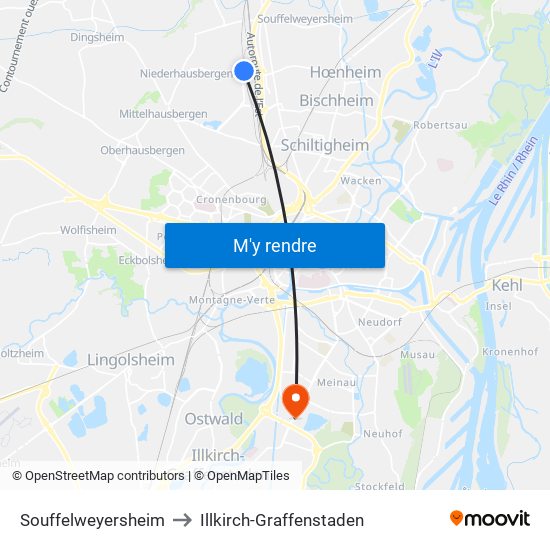 Souffelweyersheim to Illkirch-Graffenstaden map