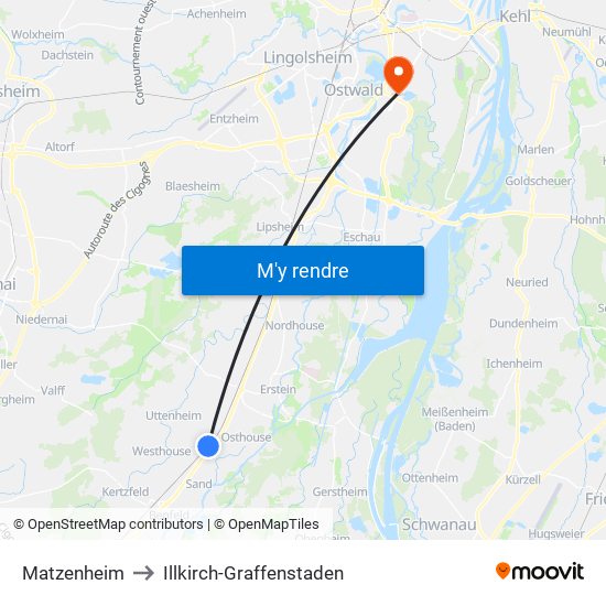 Matzenheim to Illkirch-Graffenstaden map