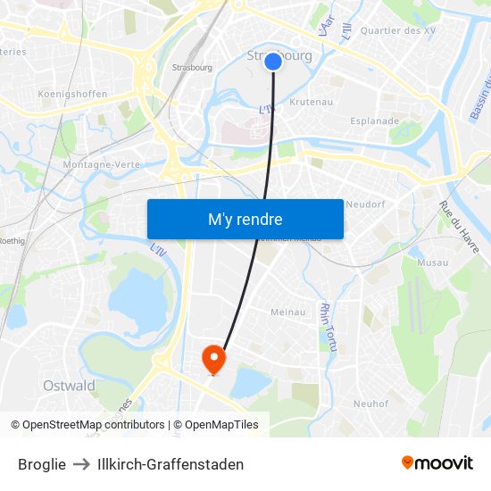 Broglie to Illkirch-Graffenstaden map