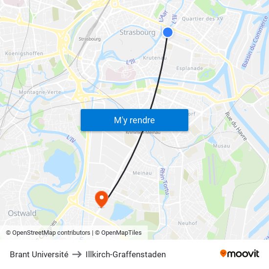 Brant Université to Illkirch-Graffenstaden map