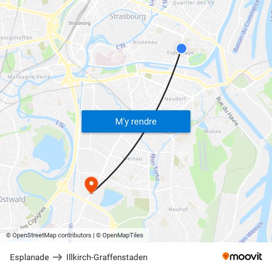 Esplanade to Illkirch-Graffenstaden map